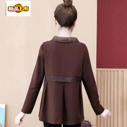 Chemise à manches longues au premier diamètre printemps et automne de style coréen de style coréen lâche de grande taille de grande taille des femmes de grande taille des femmes. Couleur de café [9767 avec velours] L [100-115Jin [Jin est égal à 0,5 kg]]]