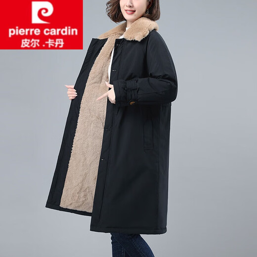 Pierre Cardin plus Velvet Coton Couter pour les femmes Mid-Longue 2025 Hiver Nouvelle parkae Coat hiver épaissis de coton épaissine Veste coton veste pour femmes Khaki xl Convient pour 120132jin [Jin est égal à 0,5 kg]