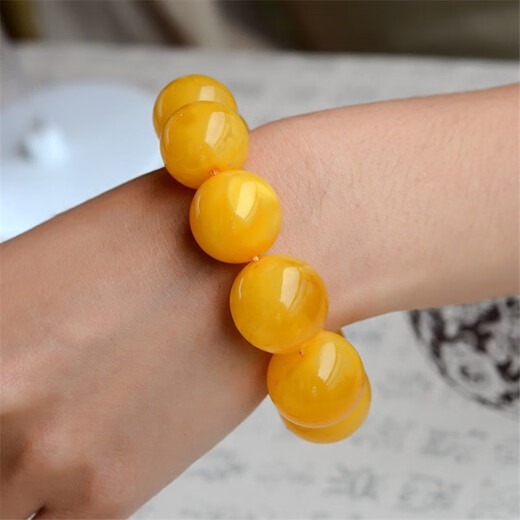 Duchen men's beeswax bracelet amber single circle bracelet women's chicken oil yellow old honey round beads 12-25 20mm 12 pieces with certificate