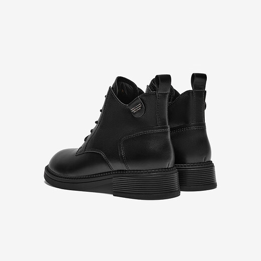 
Bestou Winter Shopping Mall same fashion British Martin boots cowhide strap plus velvet women's short boots YD228DD3 black 36