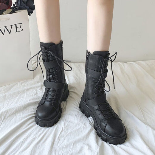 Mei Ben only 20 cm height-enhancing shoes Martin boots cos British style COS special motorcycle boots large size British style showing thin legs upgraded black 38