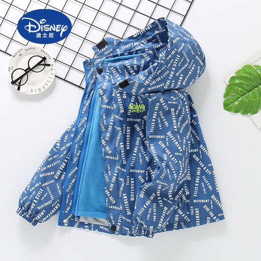Disney (Disney) Boys' Jackets Spring Autumn Winter 2025 New Spring Clothes for Big and Small Children's Tops Detachable Three-in-One Children's Charge Jacket Gray Squinting Letters Three-in-One 140cm