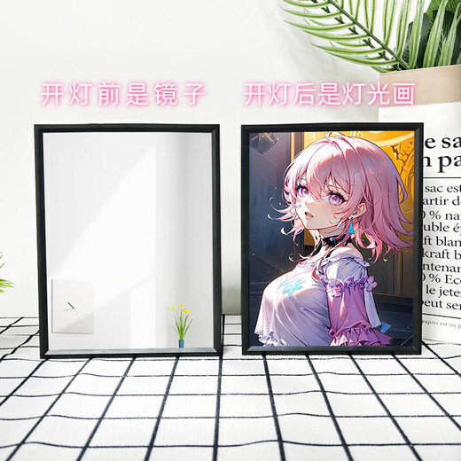 Firefly light painting surrounding the Star Dome Railway figure bedroom study room photo frame painting couple gift 15928 March 71 Mirror black frame charging model 16.5*21