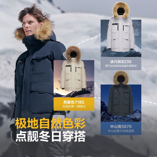 波司登（BOSIDENG）【反季】冬季极寒羽绒服鹅绒于适同款男女情侣款短款大毛领外套 中山青5870 中山青 M 165/88A 体重约120-140斤