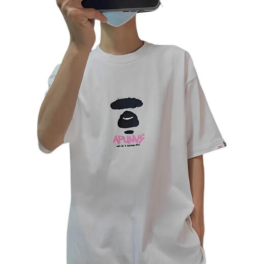 AAPE Hong Kong Purchase 23 Summer Men's Fashion Brand Ape Yan Graffiti Letters Trendy Loose Thin Short Sleeve T-Shirt 1278 White White M