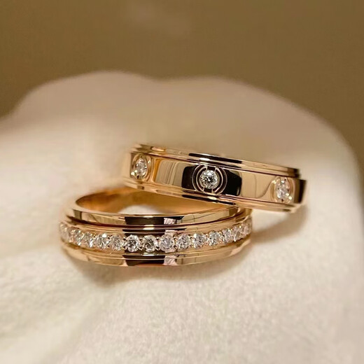 Fat Donglai's same style 18k rose gold ring 18K Shilairun platinum with diamonds double circle all over the sky rose gold - seven diamonds 4.8mm US size 5