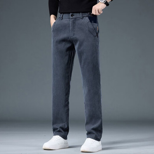 Arbeitshose für Männer gerade lose elastische elastische Hose für Frühlings- und Sommerdünne Casual Hosen für Männer tragen resistente Arbeitshosen WK-K1105 Grau M.