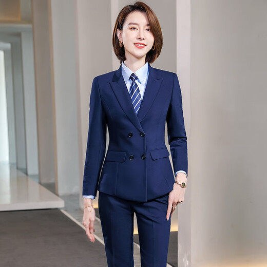 GOLDLION G+ Goldlion High-end Suit Suit Women's Professional Formal Suit Unisex Suit 4S Store Sales Hotel Manager Bank Female Blue (Coat + Pants) XL