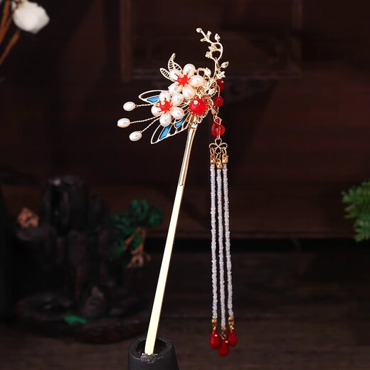 Love for two generations, ancient style hairpin, cloisonné tassels, rocking hairpin, women's hairpin, Hanfu accessories, ancient costume hairpin, hairpin, palace photography, butterfly hairpin