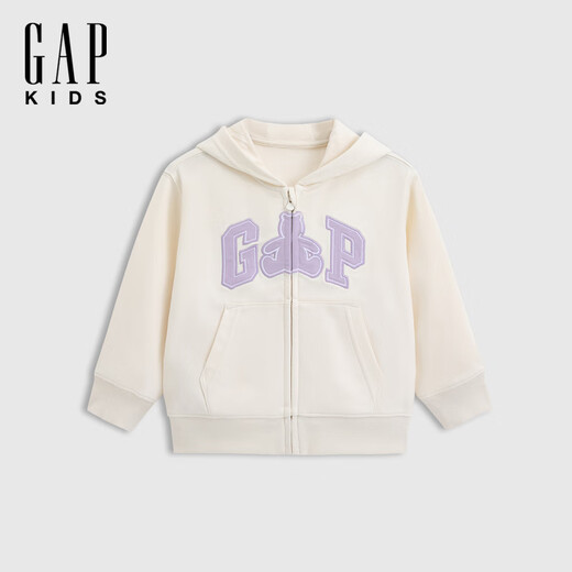 GAP 2025 Spring Neues Logo dreidimensionales Ohr mit Kapuze-Sweatshirt-Kinderjacke 687678 Elfenbeinweiß 100 cm (2-3 Jahre alt) asiatische Größe