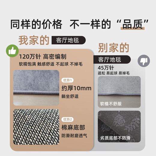 TURBOUN客厅地毯轻奢感免洗黑沙发搭配地毯客厅2024新款轻奢感房 15839 1件 140*200CM无甲醛无异味