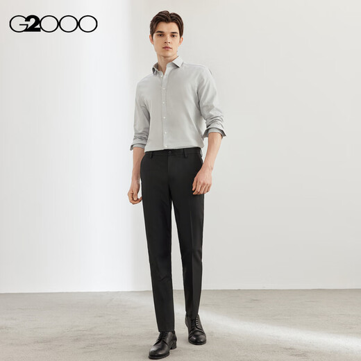 G2000商场同款棉质混纺亲肤斜纹长袖衬衫 灰色 XL/09