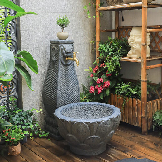 Kushifang courtyard balcony water faucet mop pool outdoor garden decoration landscaping column faucet household floor-standing mop pool Ping An Xile column water faucet without faucet