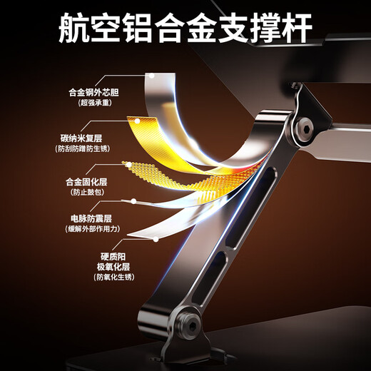 Riksoin laptop stand savior r9000p heat dissipation liftable folding elevated county empty aluminum alloy desktop portable thickened standing office game notebook extreme night gray upgraded model reinforced thickened aluminum alloy silicone anti-slip