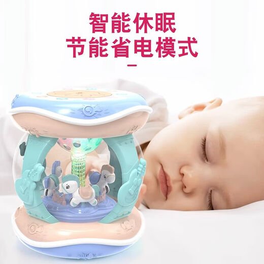 Piedra viviente (piedras vivas) Baby Toy Music Relling Drum 0-6-12 meses Baby Hand-Hand Tambor Educación temprana Carrusel se puede recargar un tambor de tambor grande que se remolina a la mano en polvo de luz