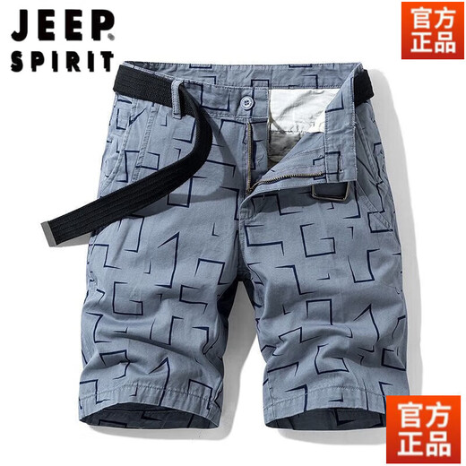 JEEP SPIRIT纯棉短裤男士夏季六分裤工装马裤运动休闲裤中青年薄款休闲裤男潮 17152-军绿色 28
