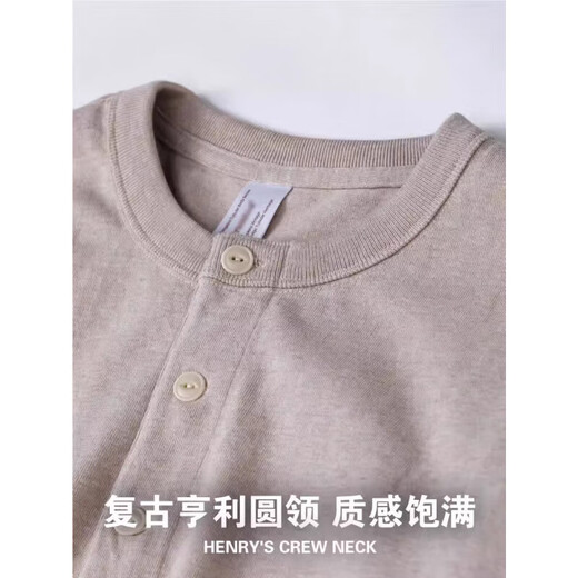 Kuraishi Kazuki Japanese fashion brand pure cotton Henry collar long-sleeved T-shirt men's bottoming shirt autumn and winter loose sweatshirt Henry shirt top men black XL