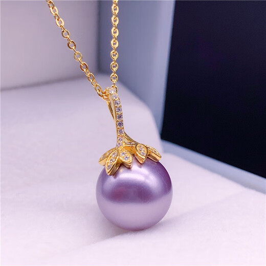 Fat Donglai's same style 18k gold freshwater pearl pendant, natural sea water powder, gift for mother, mother-in-law, gold beads 14-15mm