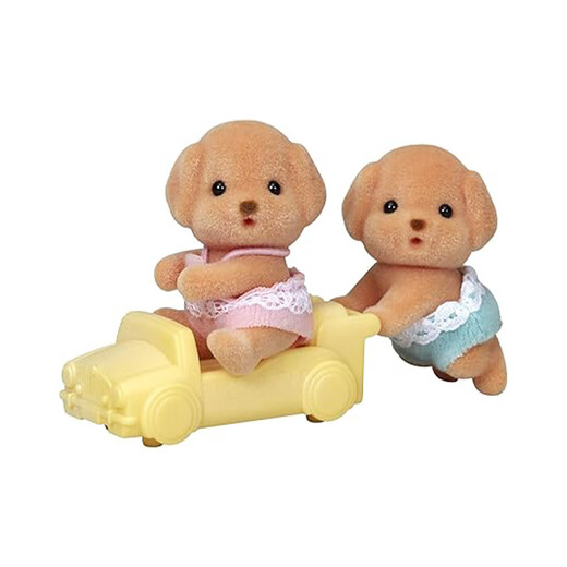 Sylvanische Familien Japanische Version Pudel -Zwillinge spielen Hausspielzeug und Puppengeschenke für Kinder