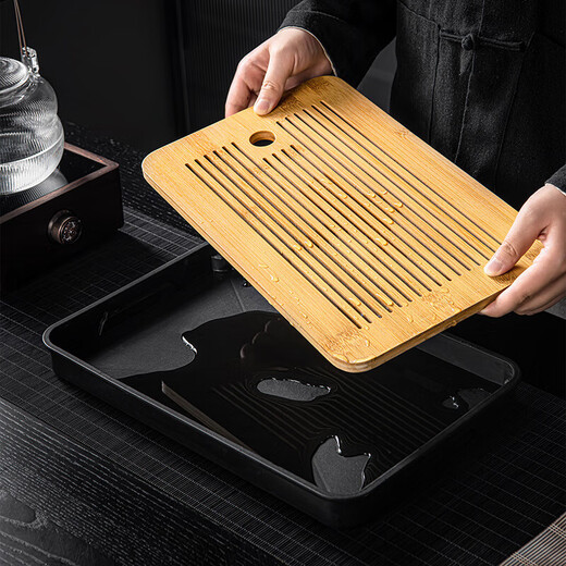 Xiangye Suet Jade Porcelain Kung Fu Tea Set Household Tea Art Ceramic Covered Bowl Teacup Tea Set Ink Distant Mountain Covered Bowl Six-Cup Glass Male Cup 9-piece Set