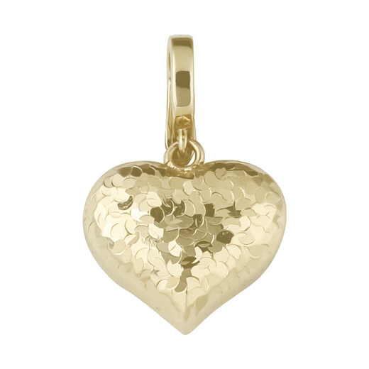 Chishe 18K gold crushed ice fish scale engraved flashing big love double-sided pendant sweet age-reducing advanced necklace pendant ins simple light gold pendant-customized