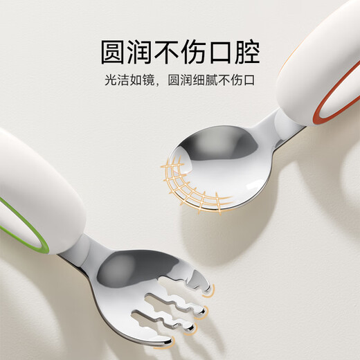 Ying's baby learns to eat fork spoon for babies learn to eat complementary food spoon for children's spoon tableware fork training fork spoon set [with storage box]