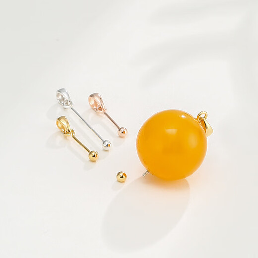 Fat Donglai same style 18K gold pearl accessories buckle S925l pendant diy beads round bead through hole YP-807 plain l silver l color-26mm