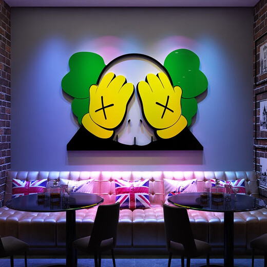 Internet Celebrity Check-in Layout Live Broadcast Room Hintergrund Ornamente Bar Industrial Style Wall Paste Szene Dekoration Barbecue Kreativität 15693 Sesame Street 01-10mm Come Board 0cm*0cm