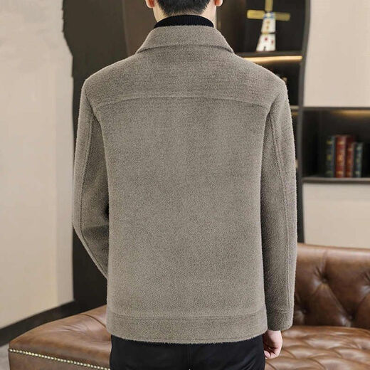 PZCL Hangzhou Italian-French Men's Trench Coat Tweed Jacket Winter Plus Fleece Thickened Casual and Evergrande Short Woolen Coat Thickened 9858 Black Plus. Fleece Style L [110-130Jin [Jin equals 0.5 kg]]