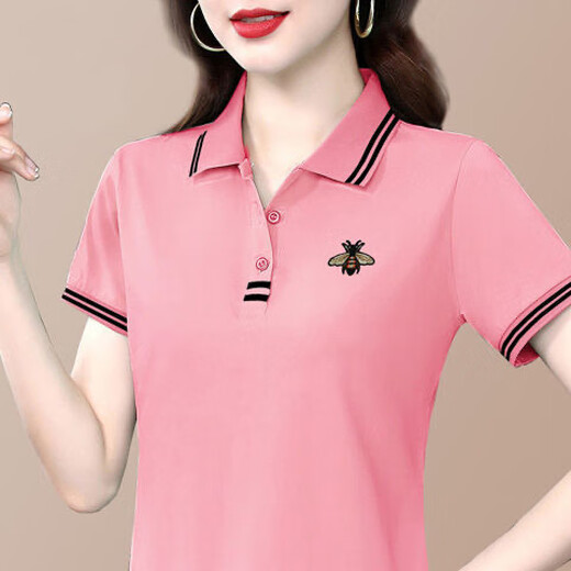 啄木鸟【纯棉】短袖t恤女大尺码夏季新款宽松翻领POLO.衫运动体 671宝蓝POLO衫 4XL 建议135-155斤