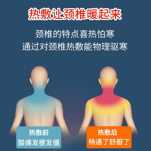 Royaho special cervical spine pillow for cervical spondylosis, adult straightening and anti-arching side sleep, neck protection, hot compress, high-hard pillow, rich bag, navy blue - hot compress type - type B, single, middle pillow 11cm, sleeping on the back 8 = height 8cm - sleeping on the side 11cm