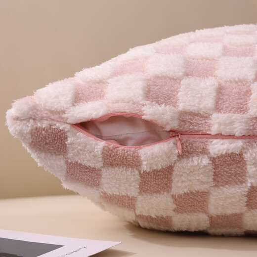 Versatile plush pillow cover without core Living room sofa pillow Office back lumbar pillow Bedside cushion cover Tiffany Green - double-sided checkerboard 50x70cm cover + core