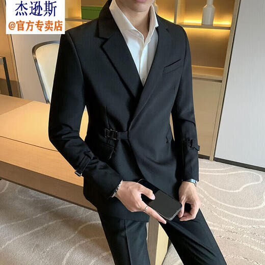 Jason's business suit men's high-end casual commuting formal design handsome young man's wedding small suit jacket white (suit + shirt + pants) L