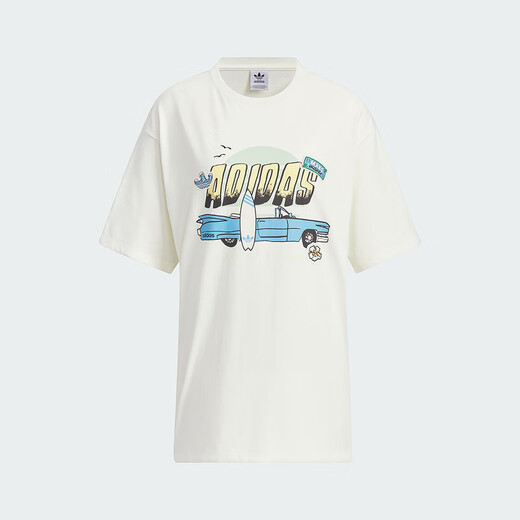 Adidas 阿迪达斯  SMR GFX TEE SS三叶草夏女子运动短袖T恤T桖 IW6296 2XS