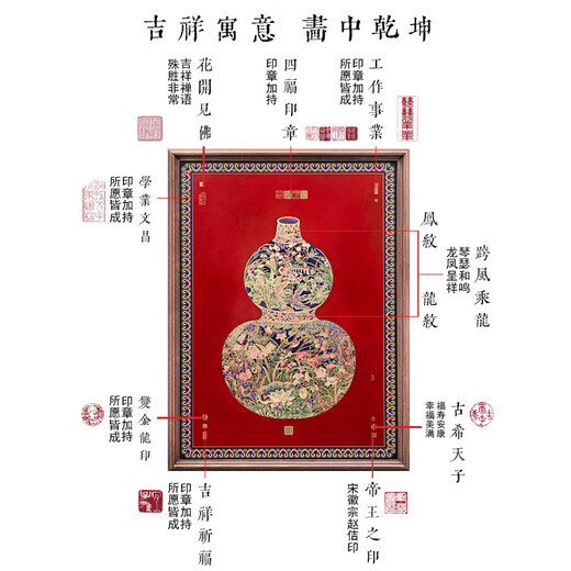 Guge Space Focus Art Entrance Wall Decorative Painting Fulu Linmen Hanging Picture New Chinese Style Gourd Decorative Painting Restaurant Background Wall Round Copper Color Painting Fulu Linmen Store Manager Recommends 600*800mm Black Walnut Solid Wood Picture Frame Copper Color Burning Technology + Brass Painting Core + Package Installation