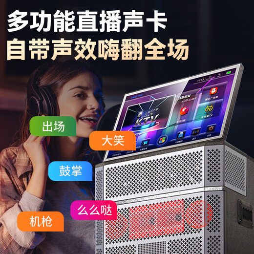 夏新（Amoi）家庭ktv音箱套装ok-60抖音2025年新款家用户外点唱机卡拉ok功放一体机广场舞音响带显示屏动态谱 【三低音】七分频15吋重低音25喇叭500G内存