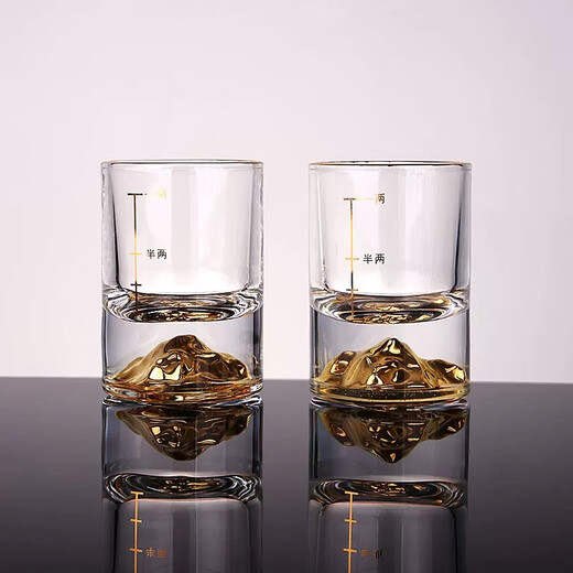 Crytaljulia Jinshan One Liang White Wine Glass Set Home Restaurant Gold Marked Spirit Glass Cup High-end Wine Set Jinshan One Liang White Wine Glass 2 Pack