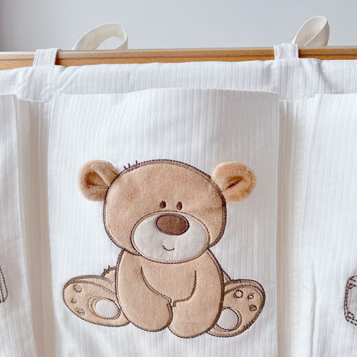 Fantasy pure cotton crib storage bag hanging bag baby bedside diaper diaper storage bedside storage cherish bear 68*32cm