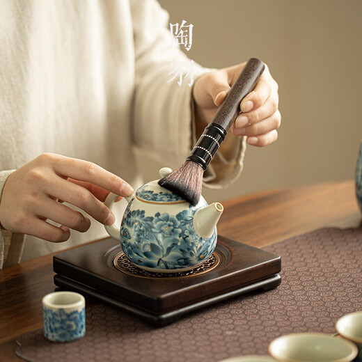 Tao Yu Ceramics Ru Kiln Ten Thousand Flowers Tea Ceremony Six Gentlemen Kung Fu Tea Supplies Accessories Tea Making Tools Tea Knife Tea Clamp Tea Brush Spoon Imitation Song Ru Kiln Jin Ten Thousand Flowers Tea Ceremony Six Gentlemen