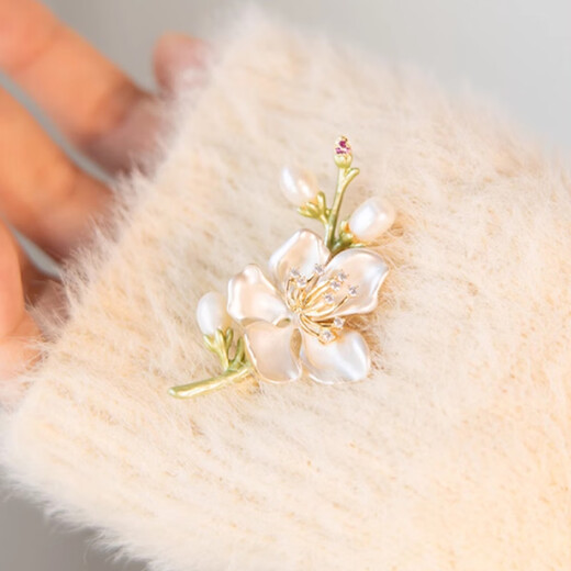Jingli Jingda Magnolia Brooch Высококачественная женская изысканная ниша из пресноводной жемчужины День преподавателя подарка женщины-учителя высококлассного практического и изысканного магнолии [изящная подарочная коробка]