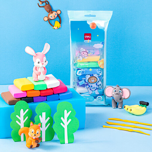 Deli 12 color ultra light clay clay colored mud plasticine children handmade DIY toy art boys and girls children start school graduation stationery birthday gift bag