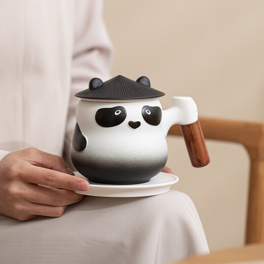 Shangyanfang Panda Cultural and Creative Tea Cup Tea Water Separation Cup Personal Tea Making Ceramic Cup High-end Gift Box Souvenir Birthday Gift