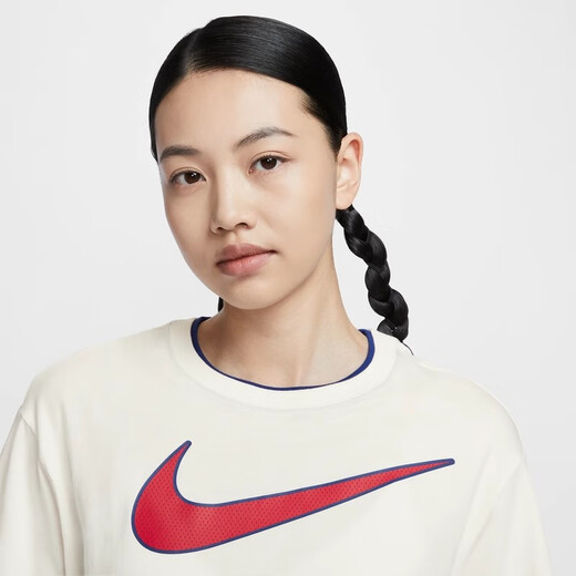耐克（NIKE）2025春季女子运动宽松休闲拼接印花圆领短袖T恤HF6291-133-687 hf6291-687 S