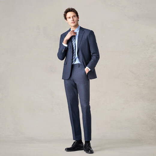 格罗尼雅（GORNIA）男士西服羊毛面料商务通勤时尚休闲简约经典西服上衣男 蓝色 185B