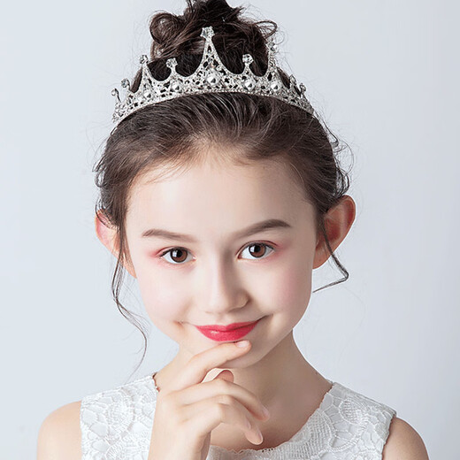 Bai Qixin crown tiara full circle birthday headband children's crystal crown performance coming of age ceremony proposal and certificate headdress color-full circle