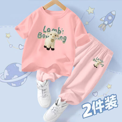 Disney (Disney) Children's Set 2025 New Style Boys Summer Fashion Short Sleeve T-Shirt Girls Mosquito Repellent Pants Summer Baby Clothes White T-Shirt + Small Green Pants Size 90 (Suggested height 80-90cm)