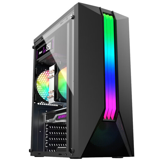 EVESKY Rocket Computer Case Escritorio DIY Lado Completo Transparente RGB Gaming Refrigerado por Agua ATX Tablero Grande Chasis Línea Trasera Interfaz USB3.0 Rocket-Negro Viene con Barra de Luz RGB