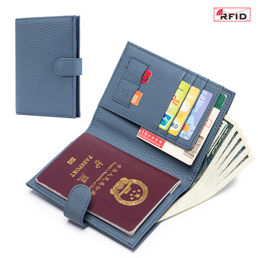 
VANLEMN Denmark Anti-theft Scanning Study Abroad Travel Passport Bag Card Bag Multi-function Storage Certificate Bag Passport Clip Women's Wallet Light Gray