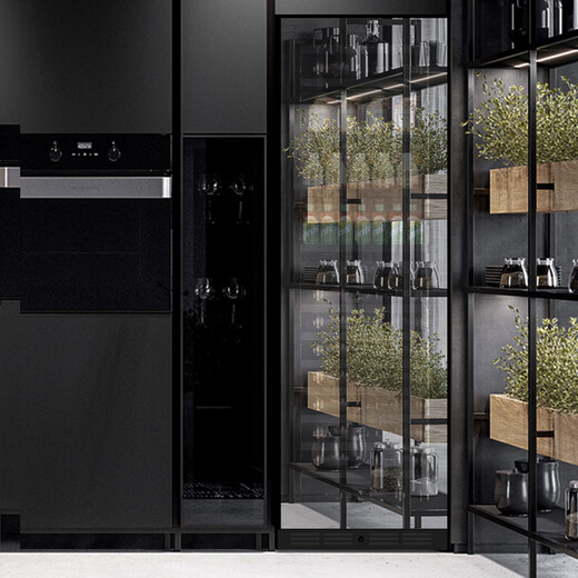 EREMITE 400 depth ultra-thin embedded red wine cabinet constant temperature wine cabinet beverage cabinet tea refrigerator wine storage cabinet sideboard wine cabinet 1.79 meters black glass door cigar cabinet 235L