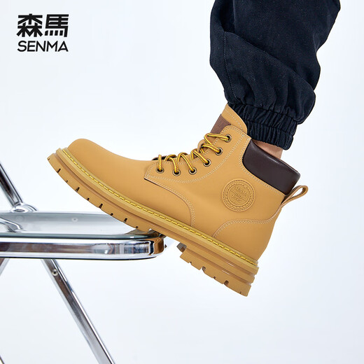 Semir Martin Boots Herbst Herbst Neue dickdelste wasserdichte Wanderschuhe High-Top Retro Britische Schnee Rhabarber-Kampfstiefel Männer Curry Gelb (Männerstil) 40